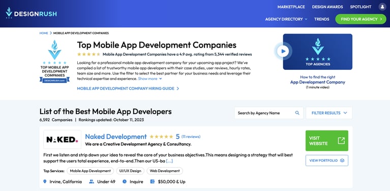 Naked Development Named Best App Developer by Design Rush